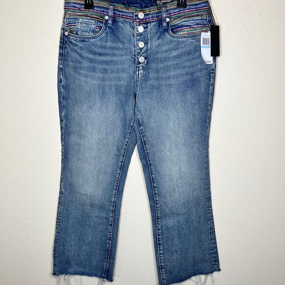 Blank NYC Denim - Blank NYC The Varick Kick Flare Jeans 28 Crop Raw Hem Button Fly Embroidered New